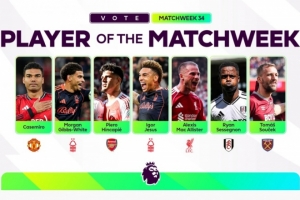 英超第34輪最佳球員候選：卡塞米羅、因卡皮耶、麥卡利斯特在列