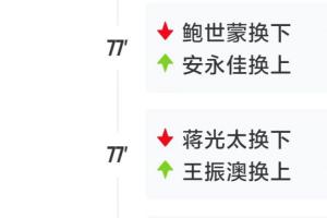 時隔13個月復出！海港1-3不敵海牛比賽，王振澳77分鐘替補上場
