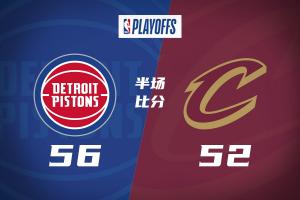 半場戰報-騎士落后活塞4分 哈登15+6 米切爾8中1 勒韋爾17分